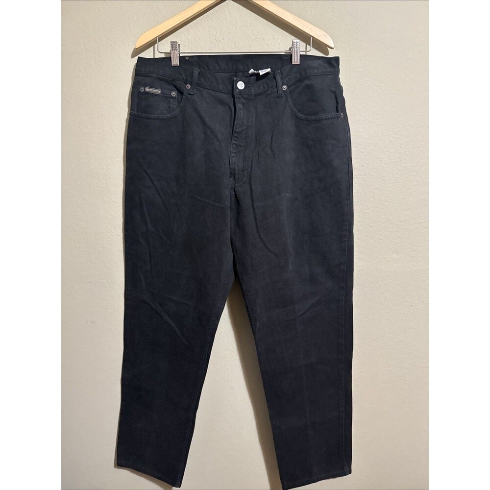 Calvin Klein Black Straight Jeans Men's Denim 5-Pocket Logo Accents - Size 38